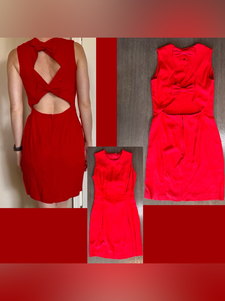 Gunne Sax Vintage Jessica Mcclintock Mini Dress Red Bow Cutout 4 9/10
